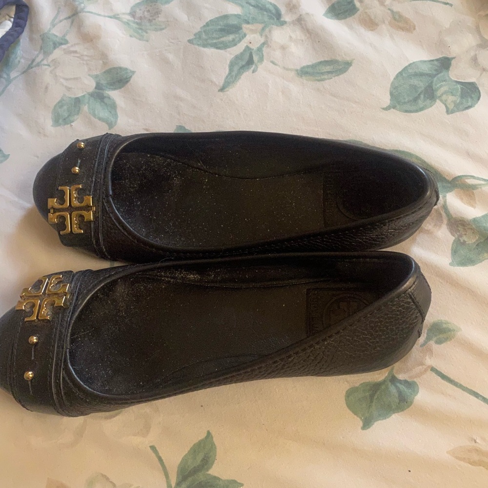 Black and gold Tory Burch flats size 6.5